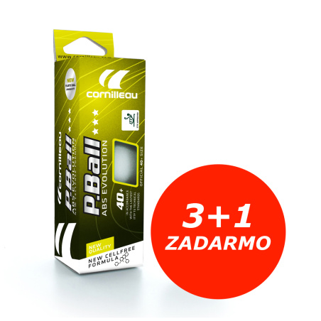 Pingpongové loptičky Cornilleau P-ball*** Evo ABS 40+ ITTF, x3 - 3+1 ZADARMO, biele